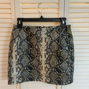 Aqua Black, Cream & Gray Snake Print Mini Skirt | S